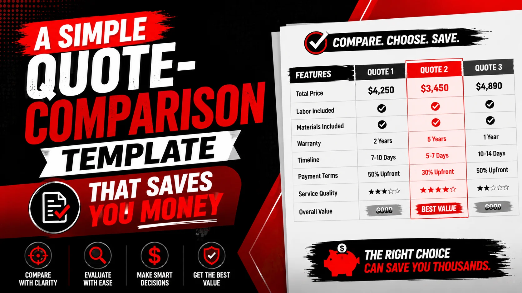A simple quote-comparison template that saves you money