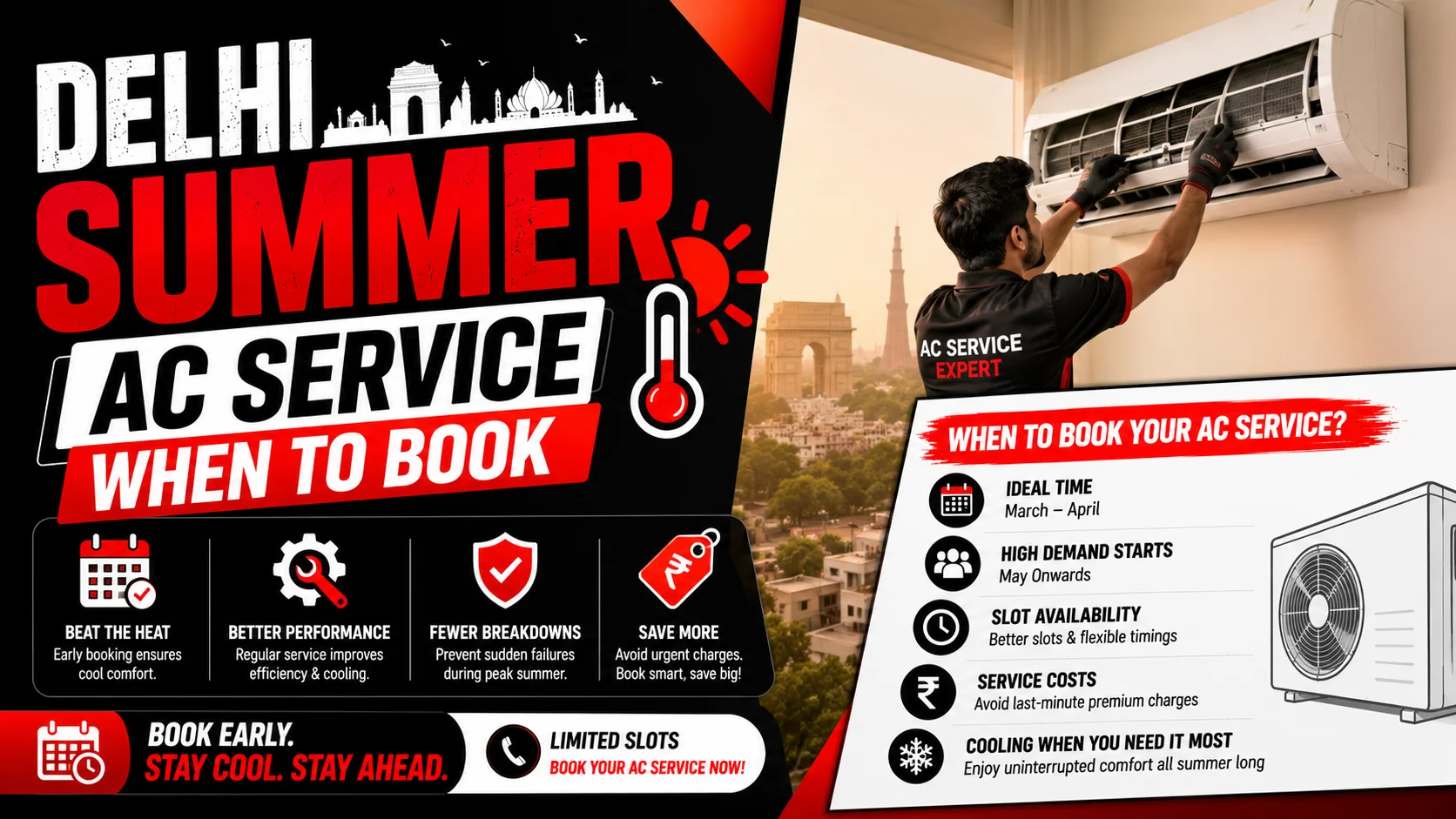 Delhi summer AC service: when to book